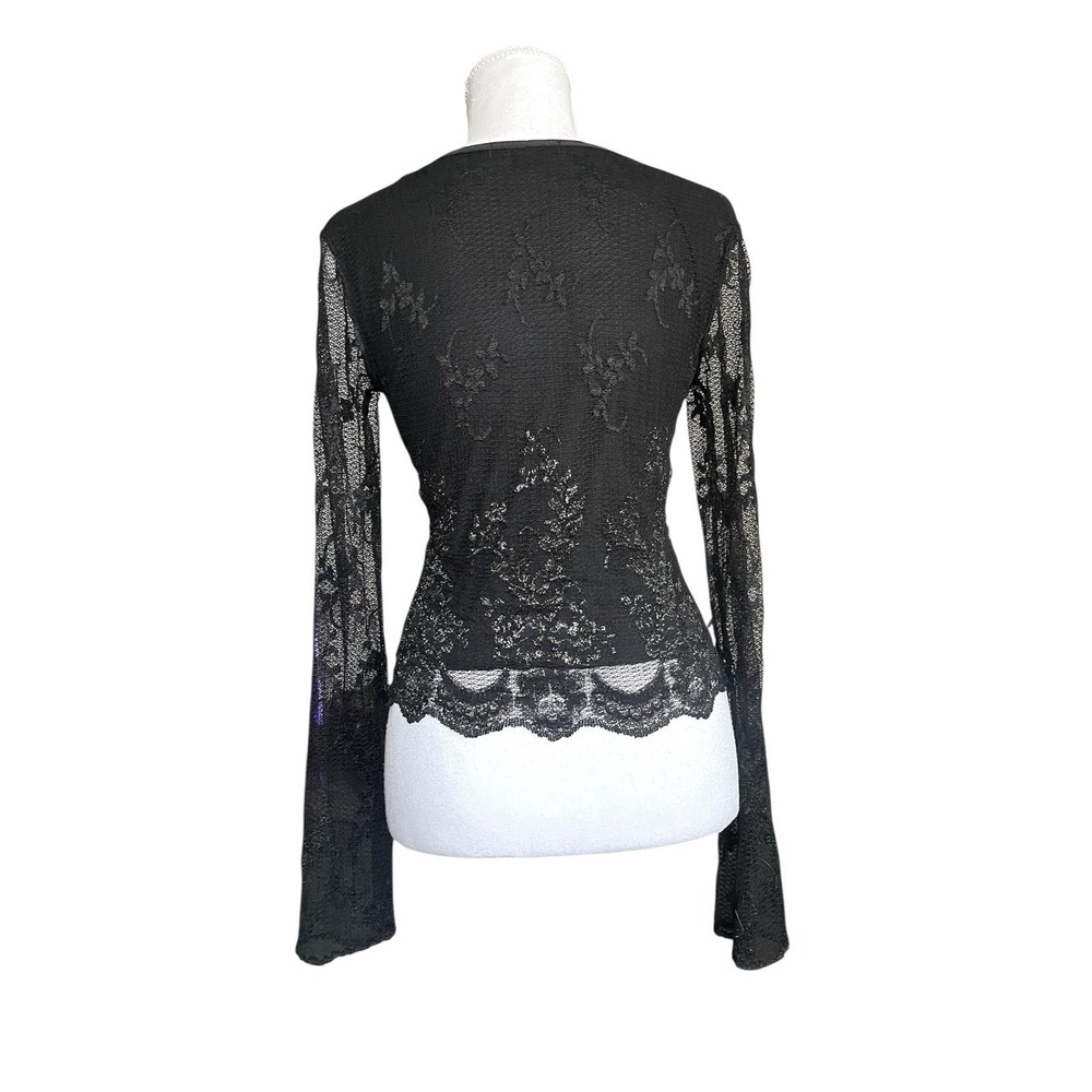 Vintage Ann Ferriday 90s Y2k Black Lace Sheer Top Whimsigoth Fairy Grunge Witchy - Picture 4 of 14